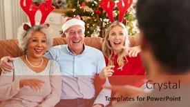  Presentation with game - Colorful slide set enhanced with sofa playing game of charade backdrop and a red colored foreground