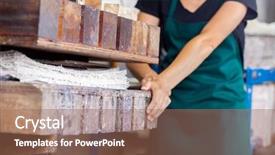  Presentation with pulp paper industry - PPT layouts having adult female worker using paper background and a coral colored foreground