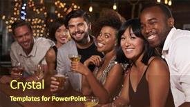  Presentation with bohemian party - PPT layouts featuring adult friends by the bar background and a  colored foreground