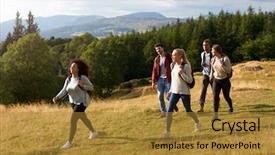  Presentation with ethnic group - Amazing theme having adult friends smile while walking backdrop and a gold colored foreground