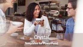  Presentation with three - Cool new presentation theme with adult friends talking drinking coffee backdrop and a coral colored foreground