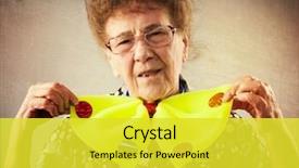  Presentation with merry chrismas - Slides enhanced with adult funny female on party background and a yellow colored foreground