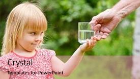  Presentation with pure water - Slide set consisting of adult giving mug of water background and a coral colored foreground