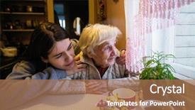  Presentation with poor village - Colorful theme enhanced with adult granddaughter in a village backdrop and a coral colored foreground