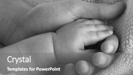  Presentation with black baby - PPT theme with adult hand holding a baby background and a gray colored foreground