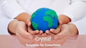  Presentation with generations - Colorful presentation design enhanced with adult hands holding earth backdrop and a coral colored foreground