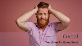  Presentation with stressed - Slide set enhanced with adult-handsome-stressed-redhead-bearded background and a  colored foreground