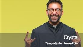  Presentation with rock star - Slide set consisting of adult hispanic catholic priest man background and a dark gray colored foreground