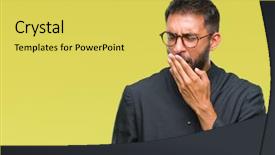  Presentation with catholic - Audience pleasing theme consisting of adult hispanic catholic priest man backdrop and a yellow colored foreground