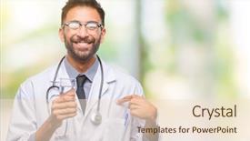  Presentation with drinking glass - Audience pleasing PPT layouts consisting of adult hispanic doctor man drinking backdrop and a lemonade colored foreground