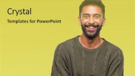  Presentation with 3 d man person - Presentation design with adult hispanic man wearing winter background and a  colored foreground