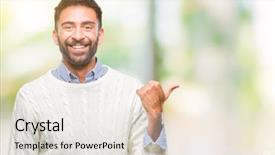  Presentation with special education young adult man - PPT theme consisting of adult hispanic man wearing winter background and a sky blue colored foreground