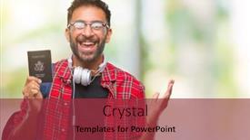  Presentation with america - Audience pleasing presentation consisting of adult hispanic student man holding passport of america over isolated background very happy and excited winner expression celebrating victory screaming with big smile and raised hands backdrop and a red colored foreground