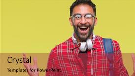  Presentation with student - Presentation with adult hispanic student man wearing background and a  colored foreground