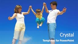  Presentation with family playing board game - Presentation theme consisting of adult holding hand kids - family playing with boy background and a  colored foreground