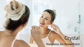  Presentation with daily routine - Beautiful presentation theme featuring adult human with dental braces backdrop and a coral colored foreground