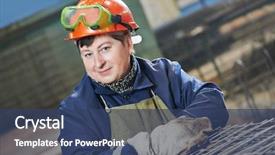  Presentation with industrial - Colorful slides enhanced with adult industrial female worker spot backdrop and a ocean colored foreground