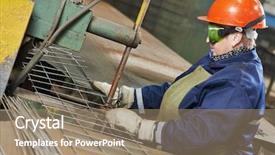  Presentation with manufacturing plant - Presentation design consisting of manufacturing plant - adult industrial female worker spot background and a coral colored foreground