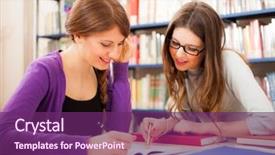  Presentation with students working in groups - Audience pleasing presentation design consisting of adult learning - students at work backdrop and a violet colored foreground