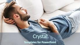  Presentation with relaxing - Slide set enhanced with adult literacy - attractive young man relaxing background and a ocean colored foreground