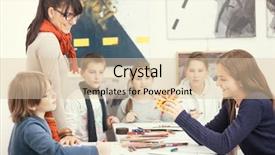  Presentation with school elementary - Audience pleasing presentation theme consisting of adult literacy - group of elementary school pupils backdrop and a lemonade colored foreground