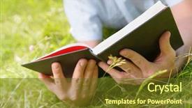  Presentation with literacy - Presentation design enhanced with adult literacy - man reading book outside background and a tawny brown colored foreground