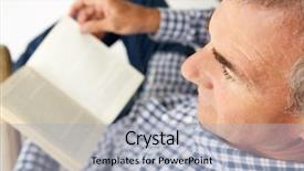  Presentation with literacy - Audience pleasing theme consisting of adult literacy - mid age man reading backdrop and a light blue colored foreground