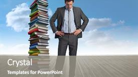  Presentation with literacy - Slide set consisting of adult literacy - serious businessman with hands background and a gray colored foreground