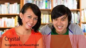  Presentation with young man and a woman - Cool new presentation theme with adult literacy - students - young woman backdrop and a red colored foreground