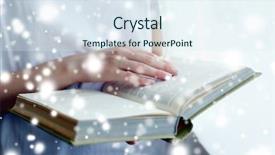  Presentation with reading - Presentation theme having adult literacy - woman reading book near window background and a sky blue colored foreground