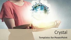  Presentation with literacy - Audience pleasing PPT theme consisting of adult literacy - young woman in red dress backdrop and a lemonade colored foreground