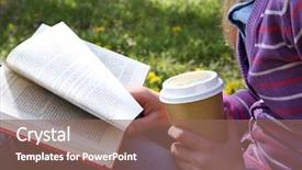  Presentation with literacy - Slide set consisting of adult literacy - young woman with book background and a violet colored foreground