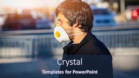  Presentation with parking lot - Slide set with adult-male-with-a-mask background and a ocean colored foreground