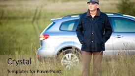  Presentation with sleepy yawning man driving car - Audience pleasing slides consisting of adult man and car backdrop and a coral colored foreground