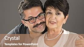  Presentation with adult teaching - PPT theme featuring adult man and his senior background and a coral colored foreground