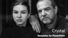  Presentation with black family - Amazing presentation design having adult-man-and-his-teenager backdrop and a dark gray colored foreground