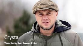  Presentation with outdoors - Theme enhanced with adult-man-in-a-cap background and a tawny brown colored foreground