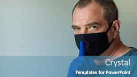  Presentation with conspiracy theory - Colorful presentation theme enhanced with adult-man-in-a-medical backdrop and a teal colored foreground