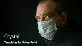  Presentation with medical face mask - Slide set having adult-man-in-facial-medical background and a wine colored foreground