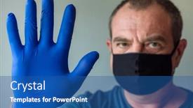  Presentation with medical sign - Beautiful slide set featuring adult-man-in-medical-mask backdrop and a ocean colored foreground