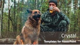  Presentation with forest fire - Presentation theme with adult-man-is-relaxing background and a tawny brown colored foreground