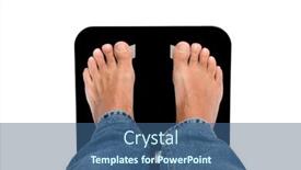  Presentation with home - Presentation design featuring adult-man-on-home-scales background and a ocean colored foreground