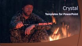  Presentation with sausages - Presentation theme featuring adult-man-outdoors-is-cooking background and a wine colored foreground