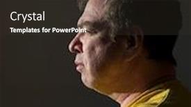  Presentation with dark - Cool new PPT theme with adult-man-profile-face backdrop and a tawny brown colored foreground