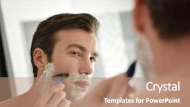  Presentation with shaving - Colorful presentation design enhanced with foam and manual razer backdrop and a coral colored foreground