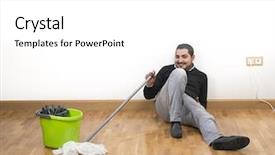  Presentation with mopping - Audience pleasing PPT theme consisting of tired of mopping the floor backdrop and a white colored foreground