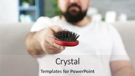  Presentation with hair brush - Audience pleasing presentation design consisting of adult man with hair brush backdrop and a soft green colored foreground