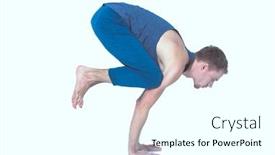  Presentation with exercise - Beautiful slides featuring adult man with naked torso doing exercise on white background backdrop and a white colored foreground