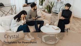  Presentation with family quarreling - PPT theme featuring adult-married-couple-sitting background and a coral colored foreground