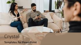  Presentation with family quarreling - Slide deck enhanced with adult-married-couple-sitting background and a coral colored foreground